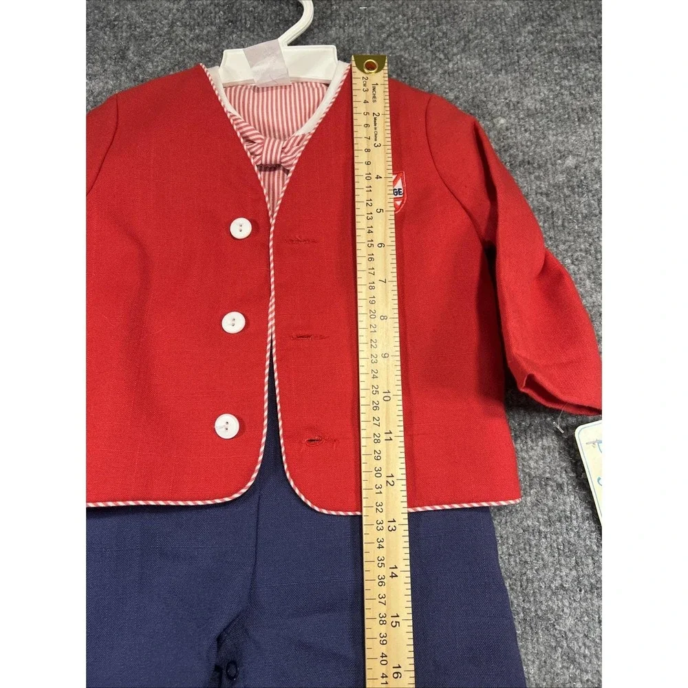 VTG NWT Bryan Baby Boy 2-Piece Suit Set Red Blazer Shorts 18M USA